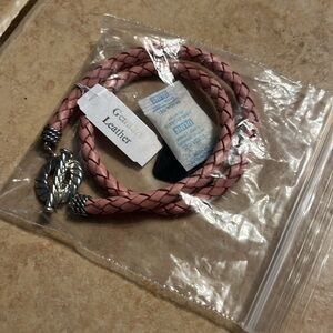 Pink Braided Leather Necklace (bundle and save)